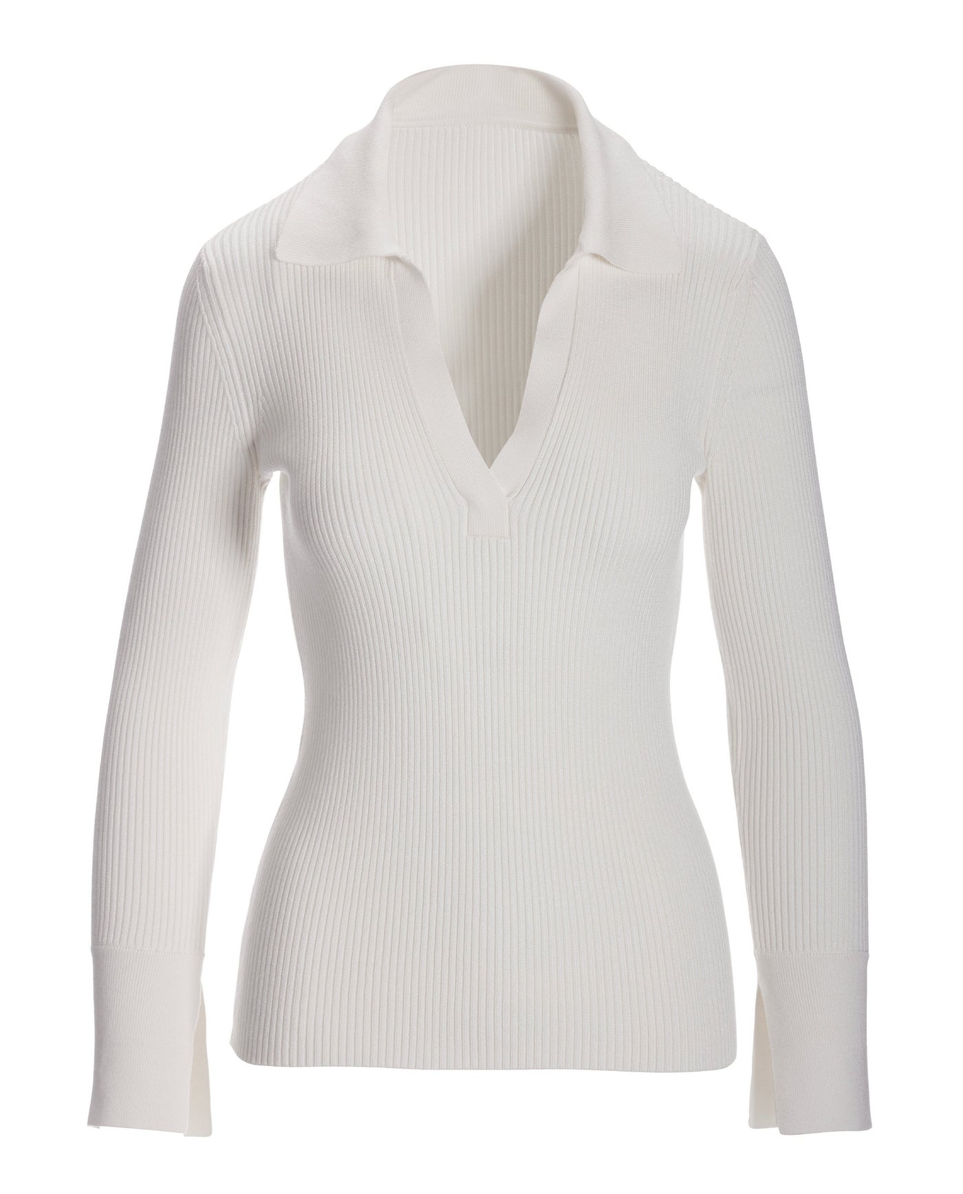 Ribbed Collar Sweater Off White