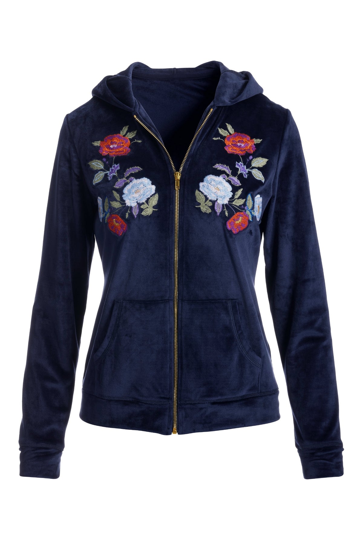 Embroidered Velour Jacket Navy Multi