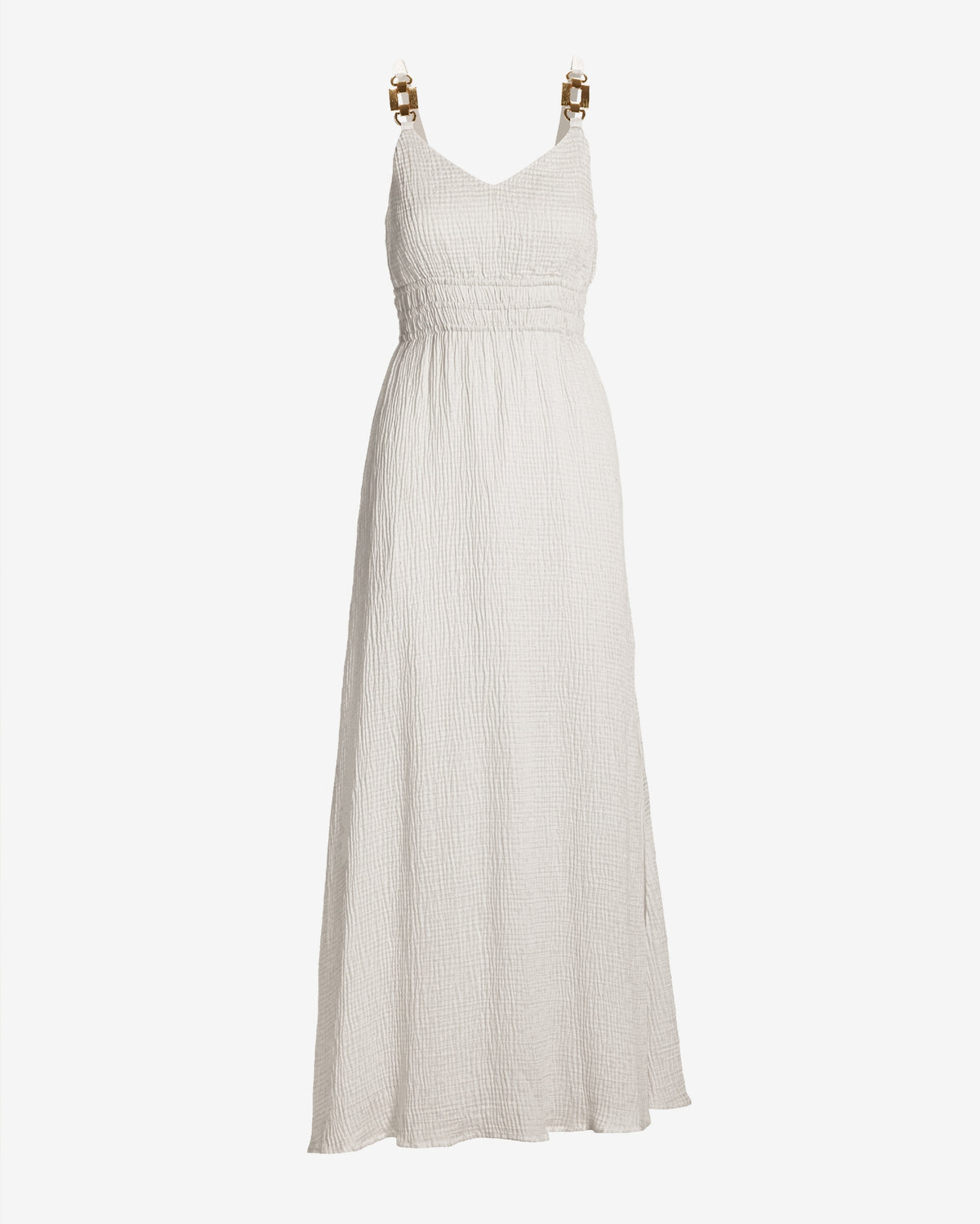 Hardware Detail Luxe Gauze Maxi Dress Off White
