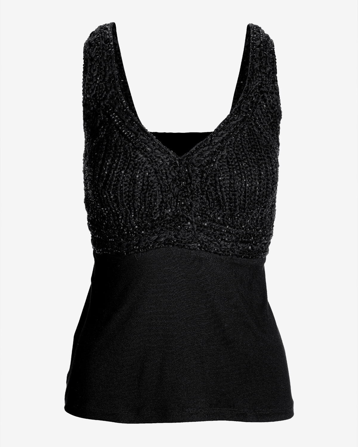 Macramé Embellished Knit Top Proper Black