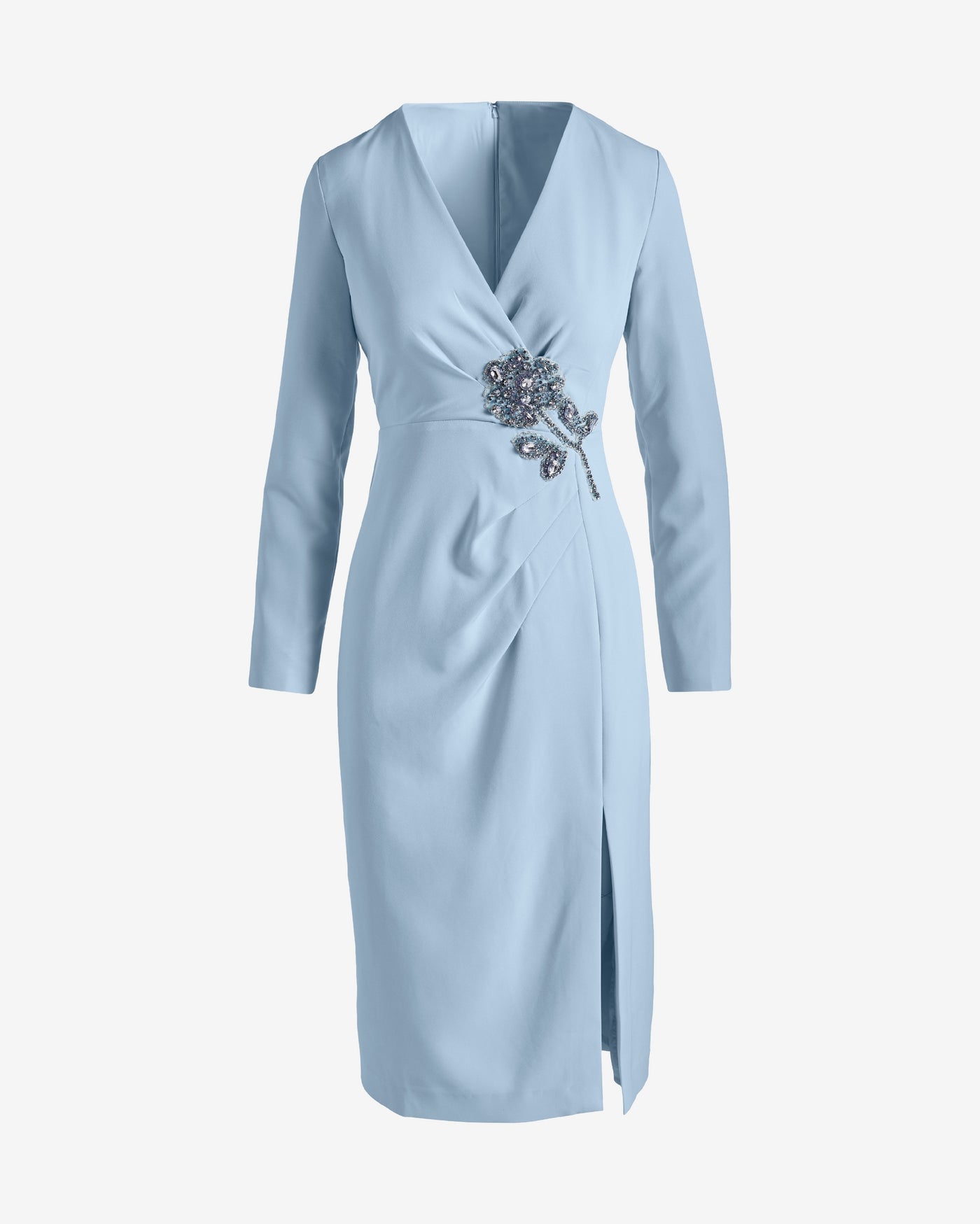 Surplice Embellished Sheath Dress Blue Cloud