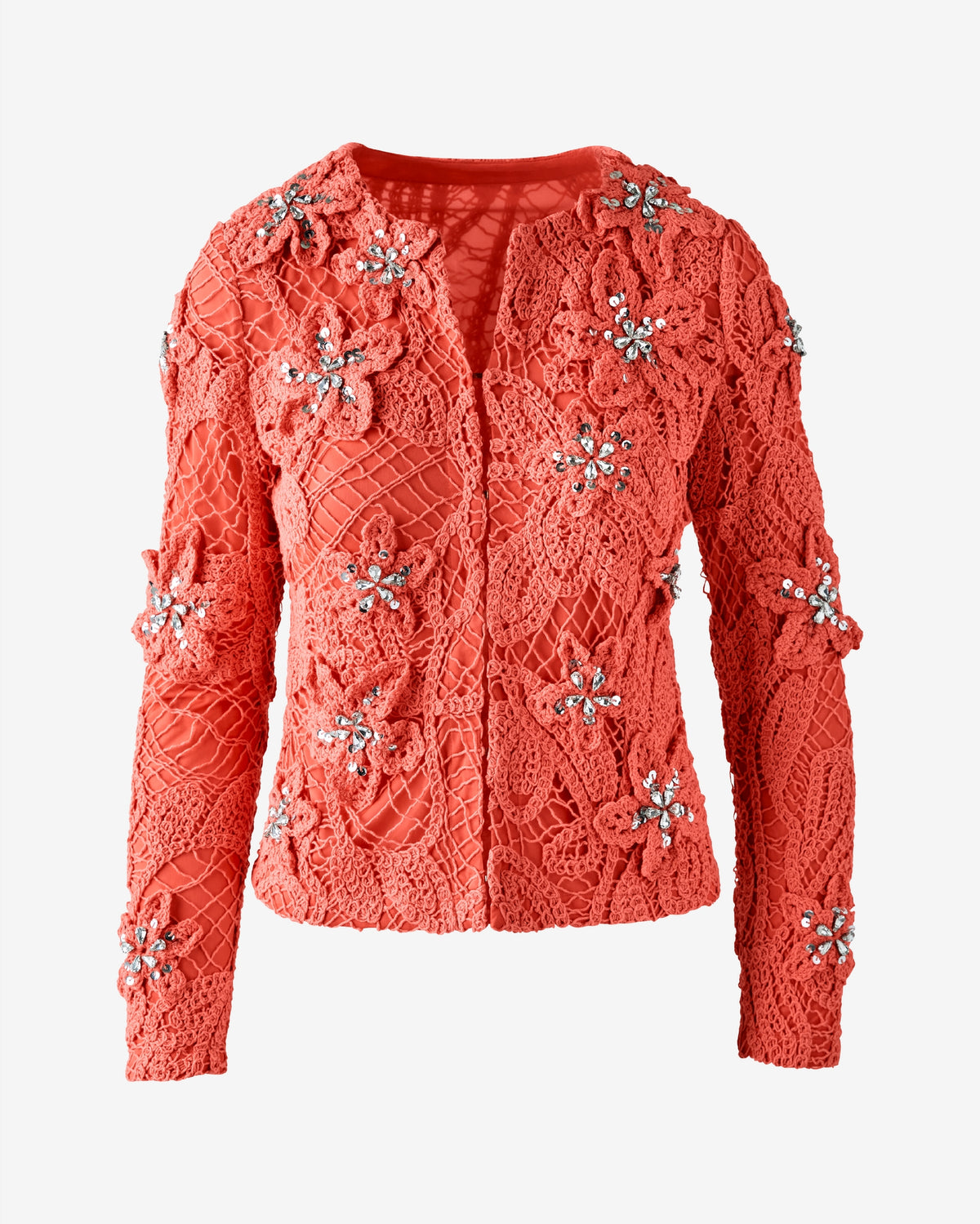 3D Floral Crochet Cardigan Georgia Peach