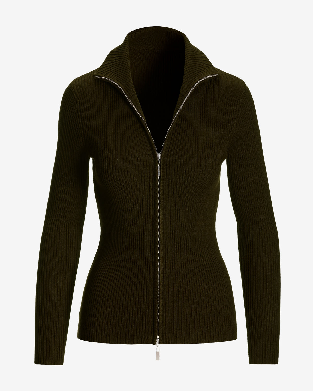 Ribbed Full Zip Cardigan Safari Brown