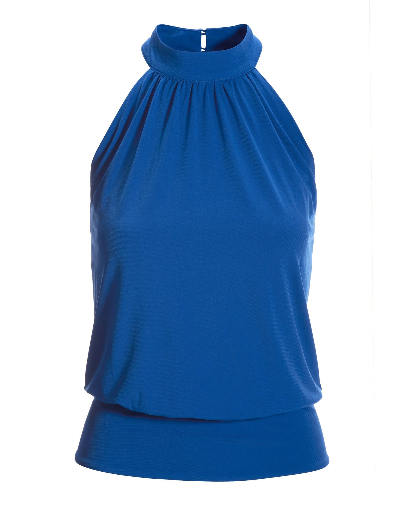 Halter Banded Bottom Mock Neck Top 2AV38 Princess Blue