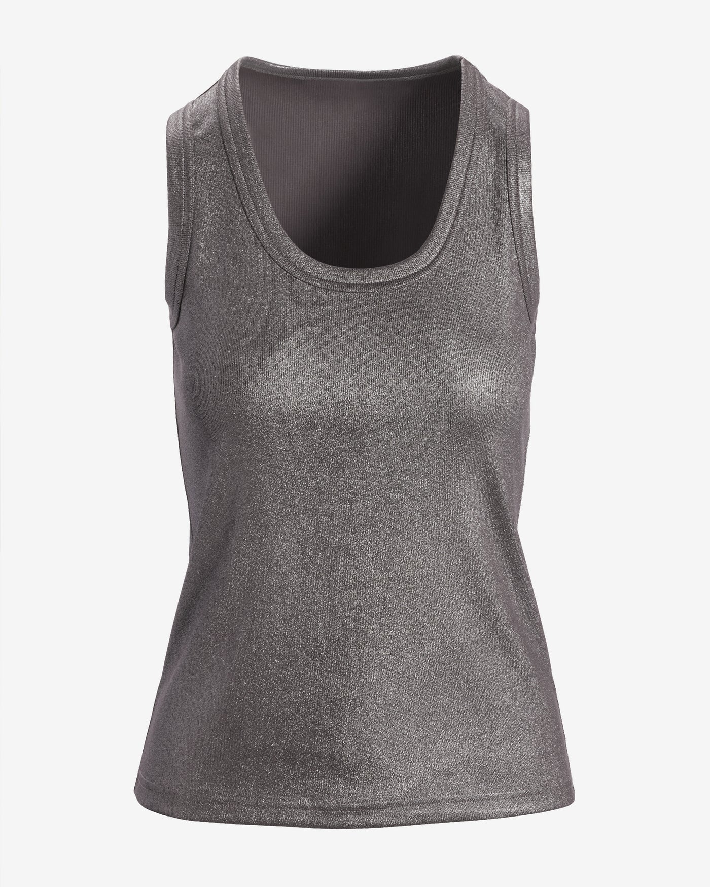 Metallic Scoop Neck Tank Top Gunmetal