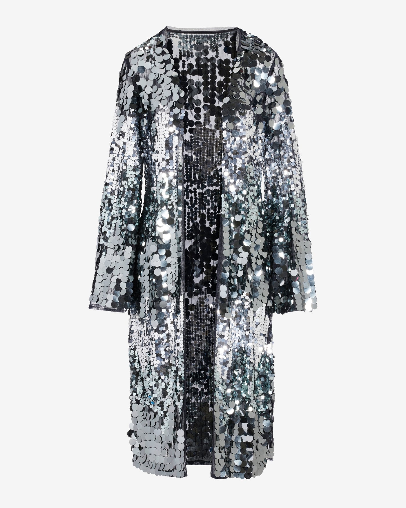 Paillette Bell Sleeve Duster Black Multi