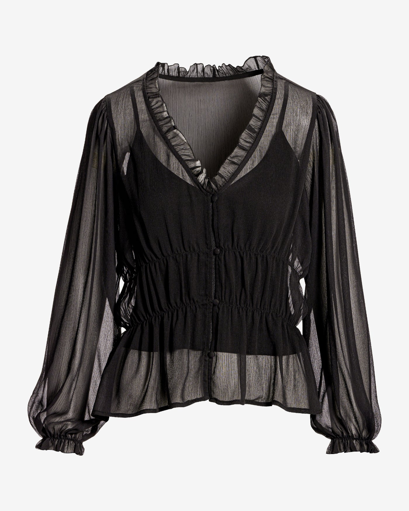 Easy Chic Balloon Sleeve Blouse Black