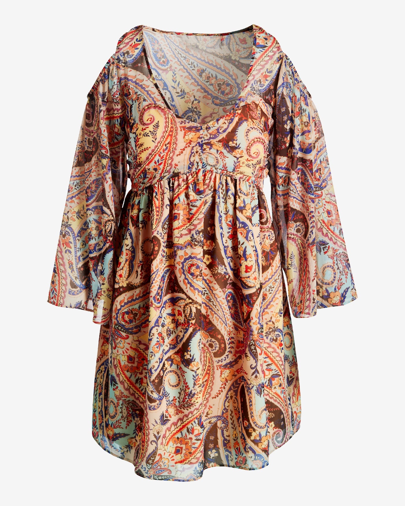 Paisley Printed Cold Shoulder Dress Uptown Paisley