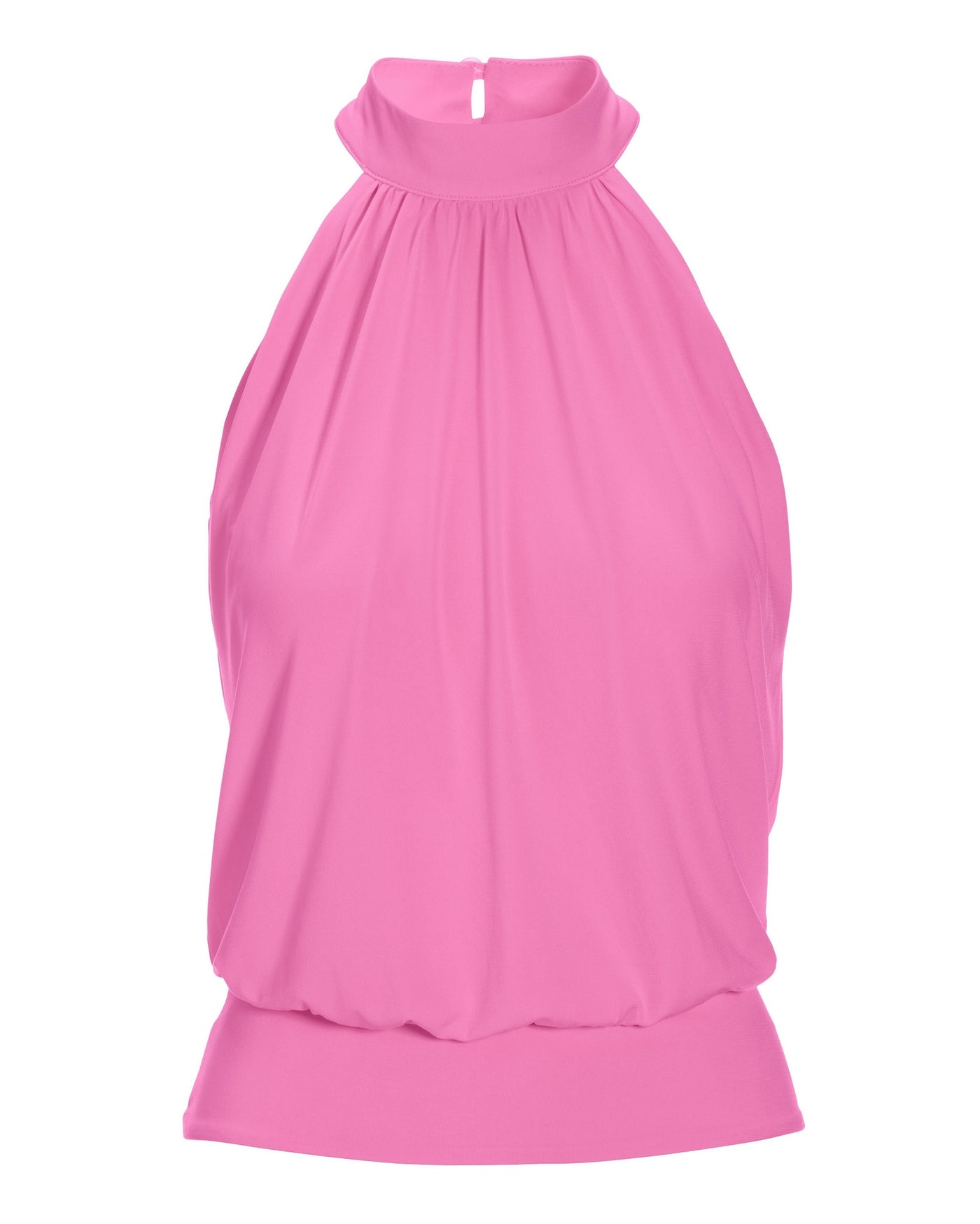 Halter Banded Bottom Mock Neck Top 2AV38 Sachet Pink