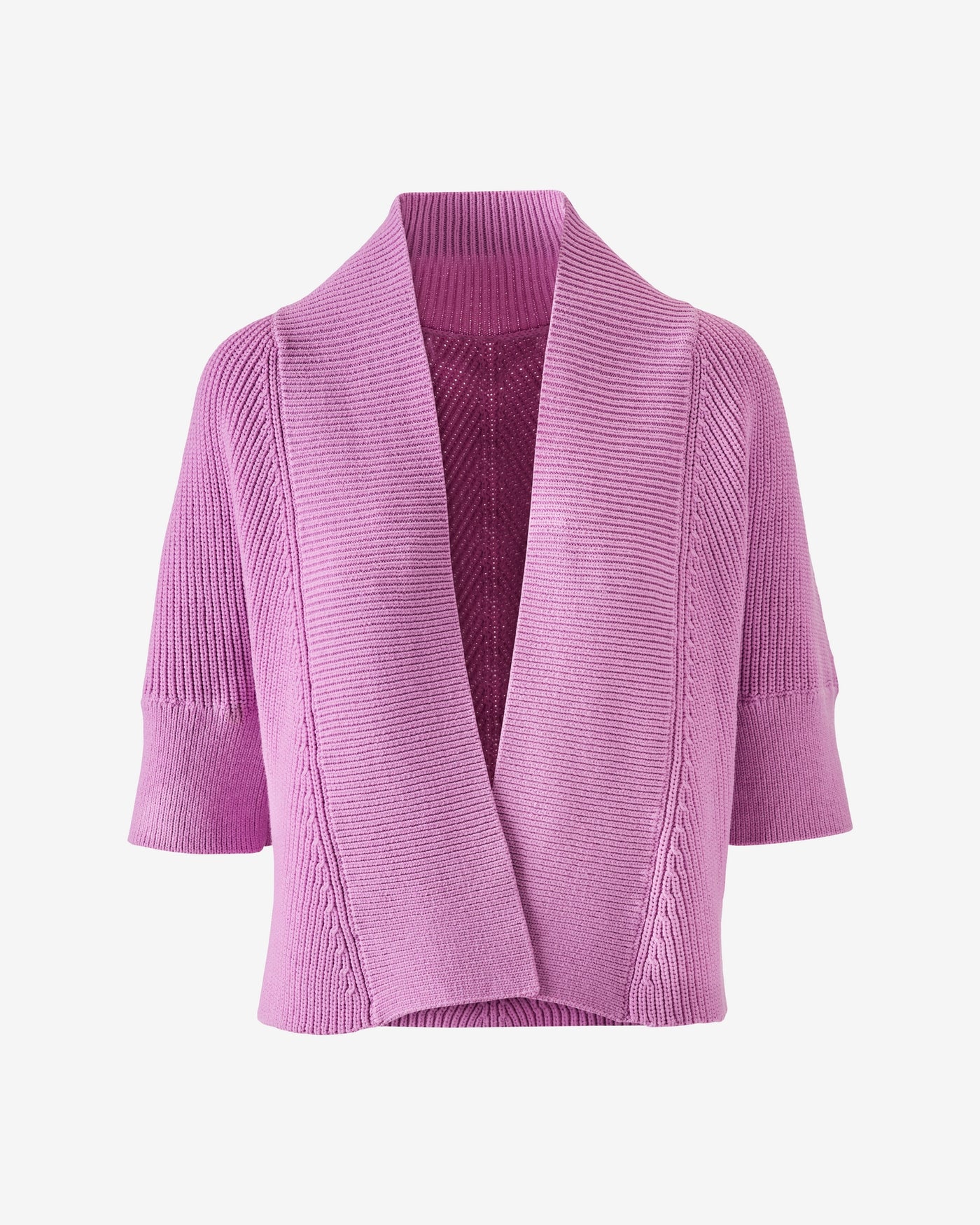 Open Front Rib Stitch Shrug Orchid