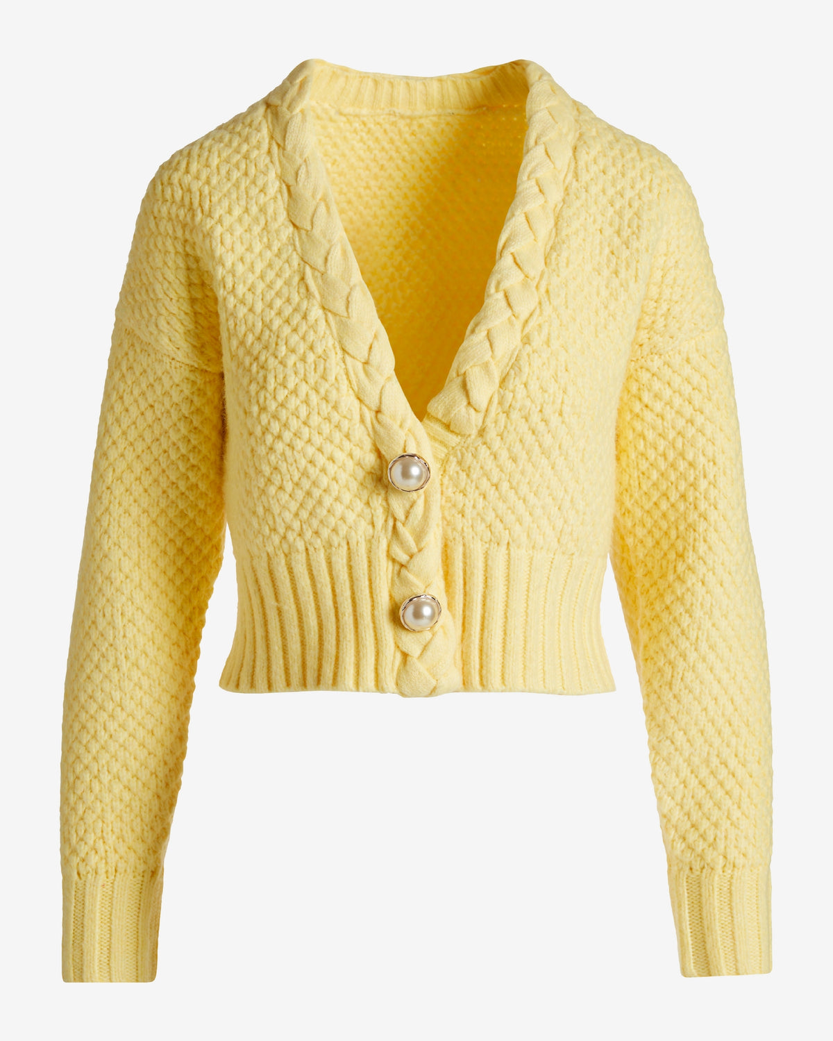 Textured Braid Detail Cardigan Sunshine