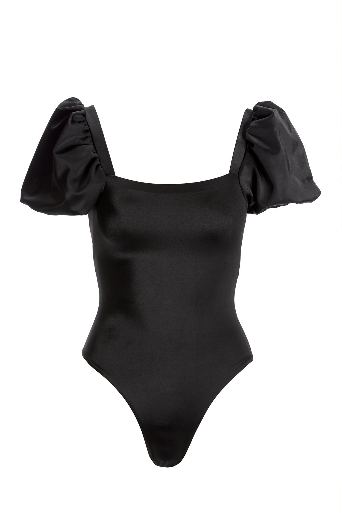 Palma Papier Puff Sleeve One Piece Swimsuit Black