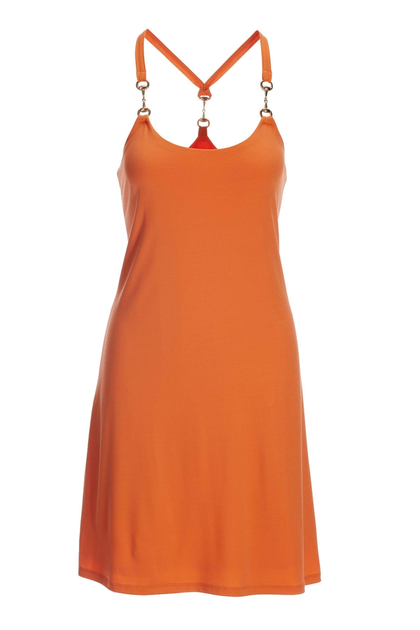 Hardware Sleeveless Tank Dress Nectarine