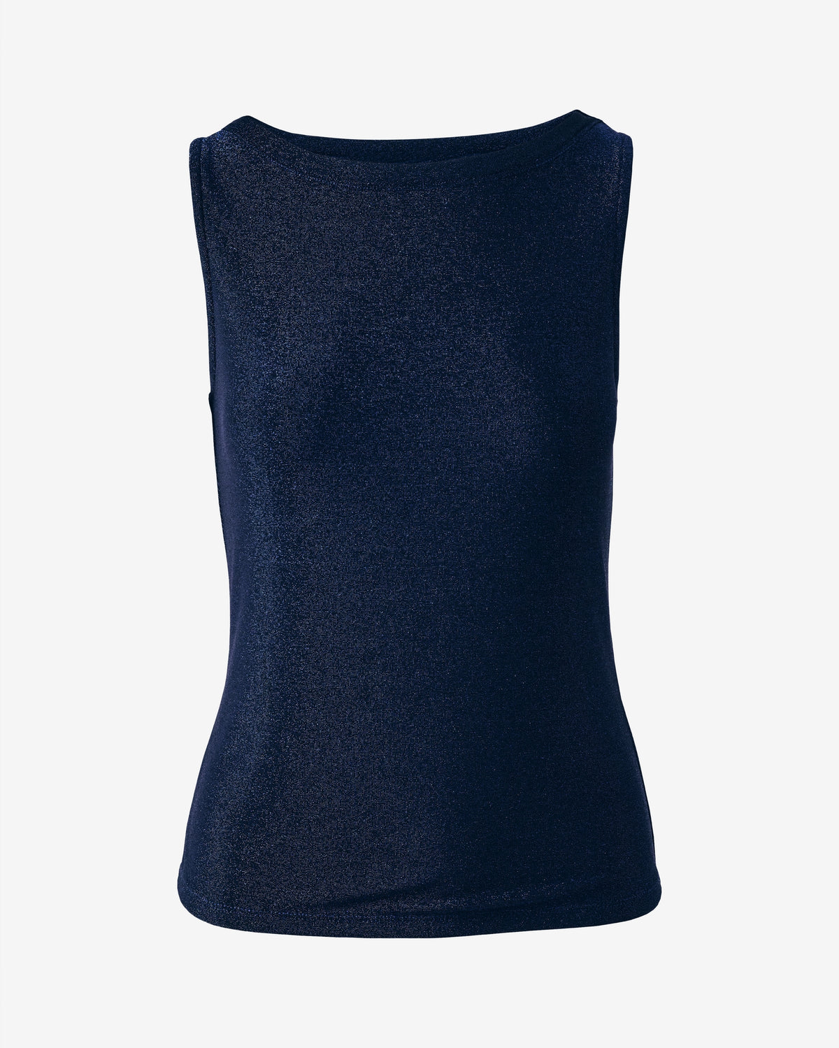 Shimmer Boat Neck Tank Top Navy Blue