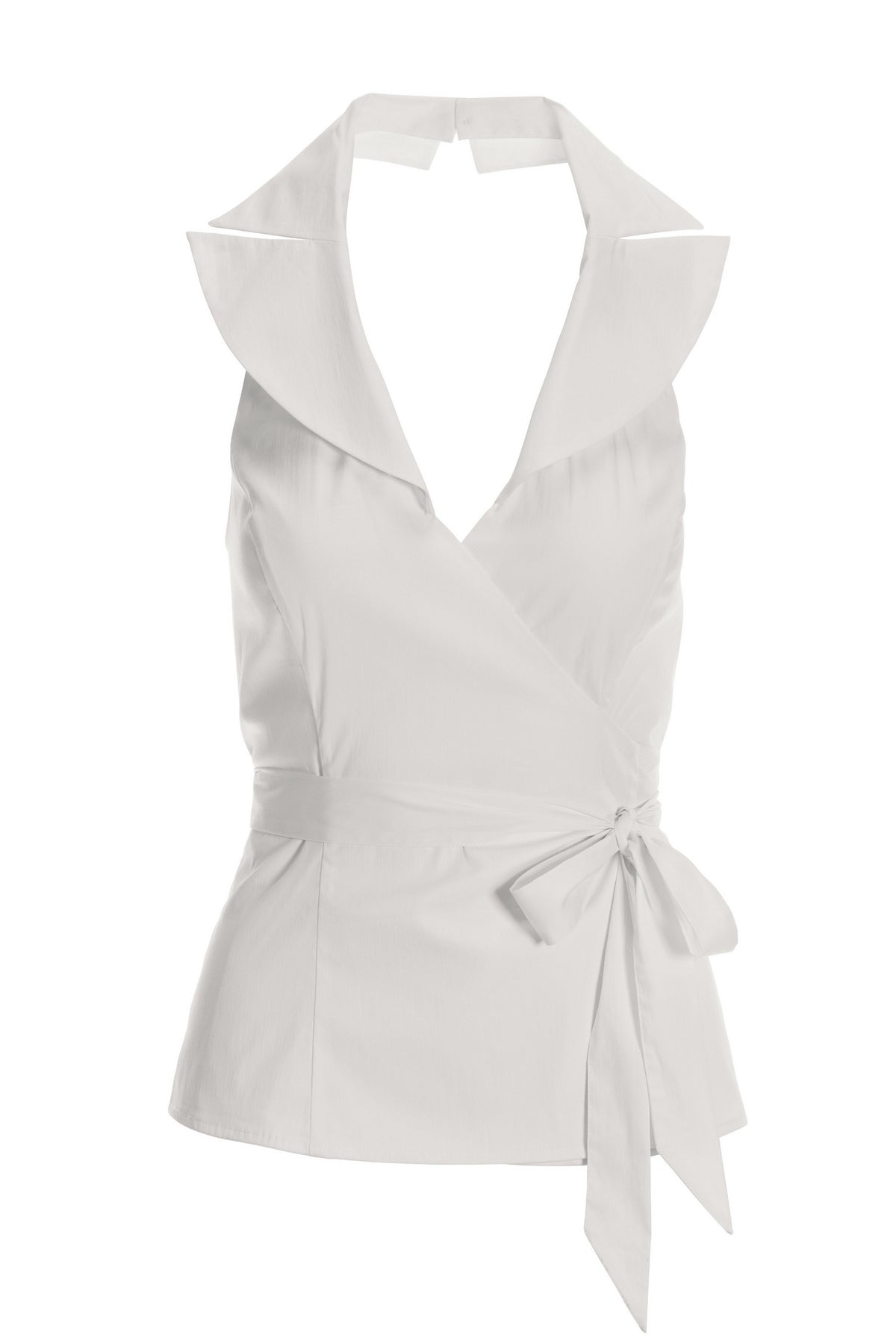 Sleeveless Halter Wrap Top White