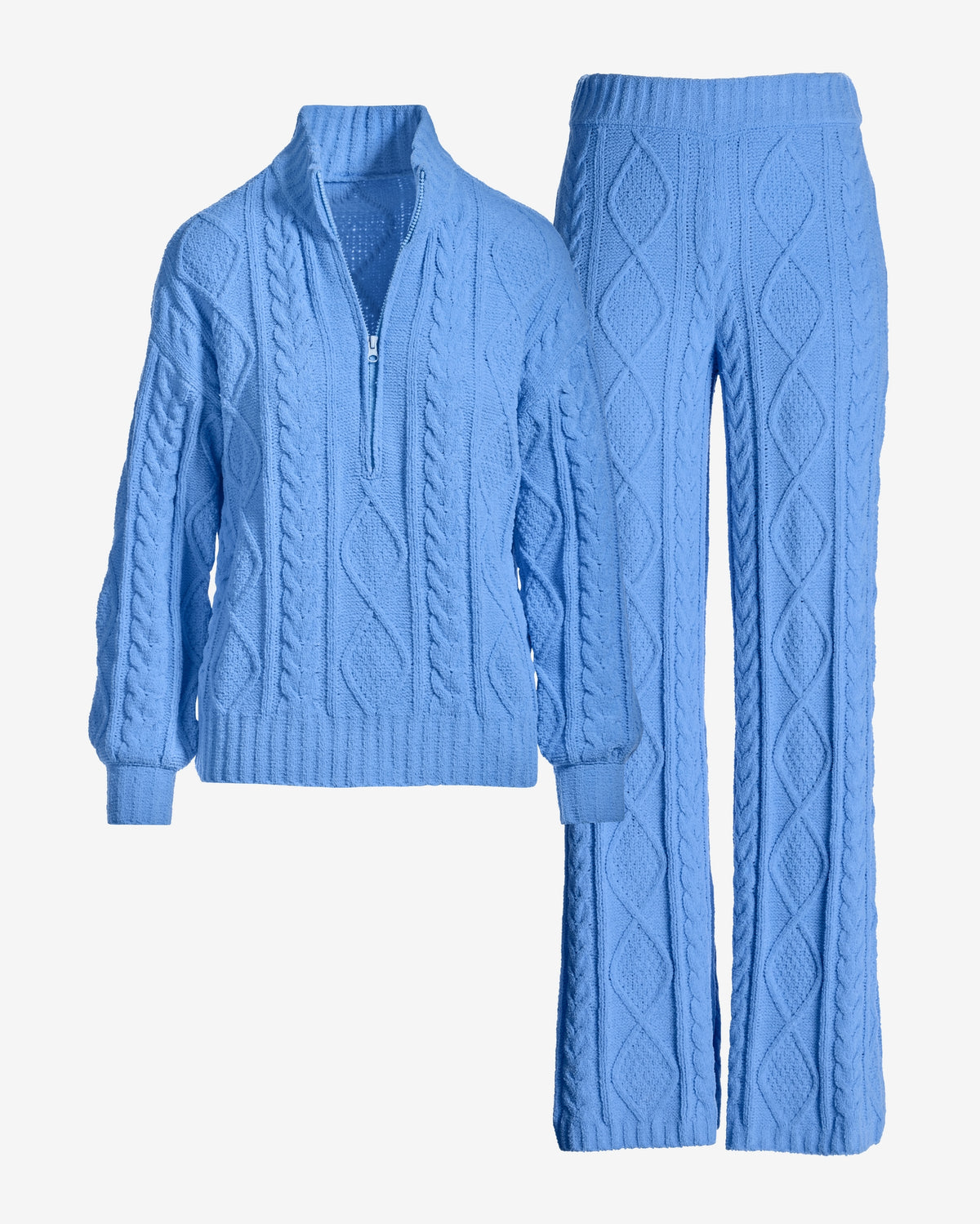 Half Zip Cable Lounge Set Blue Daze