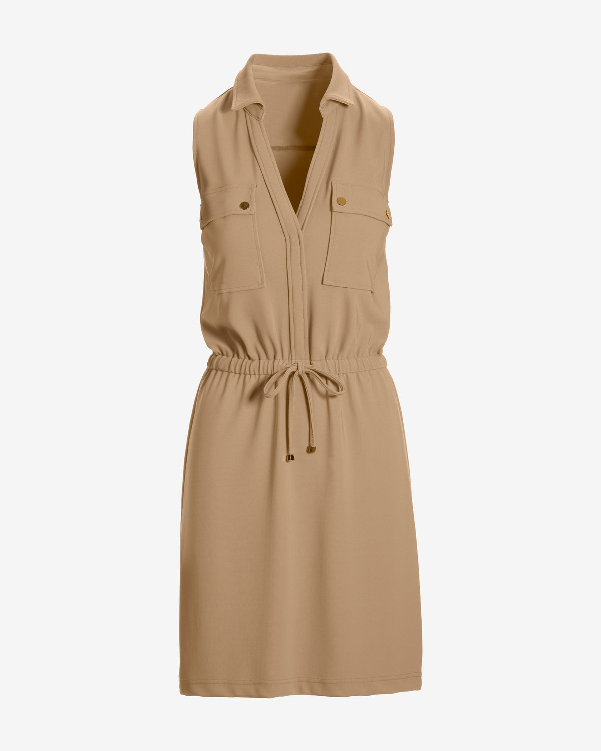 Beyond Travel Chic Drawstring Utility Dress Natural