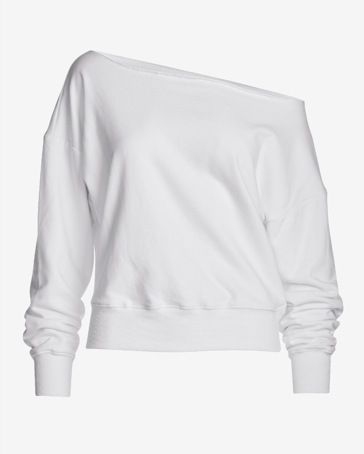 Cotton Comfort Raw Edge Slouchy Sweatshirt White