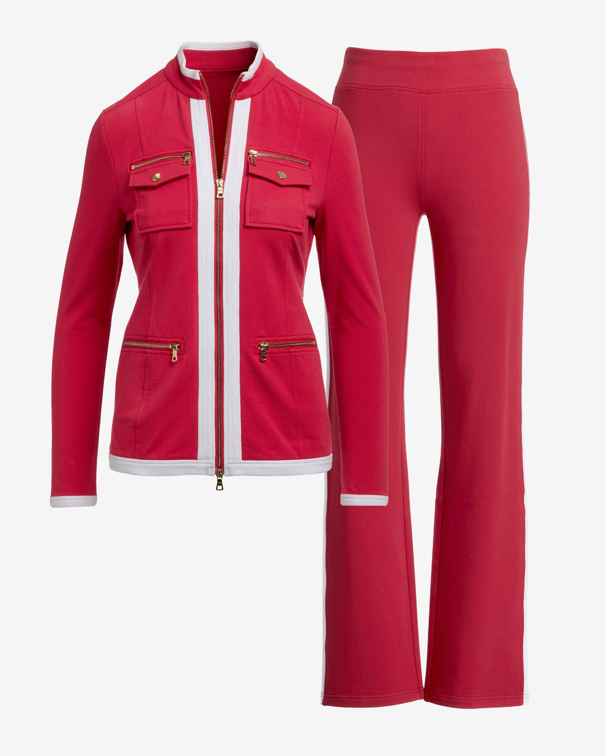 Chic Zippered Sport Coordinate Set Jester Red