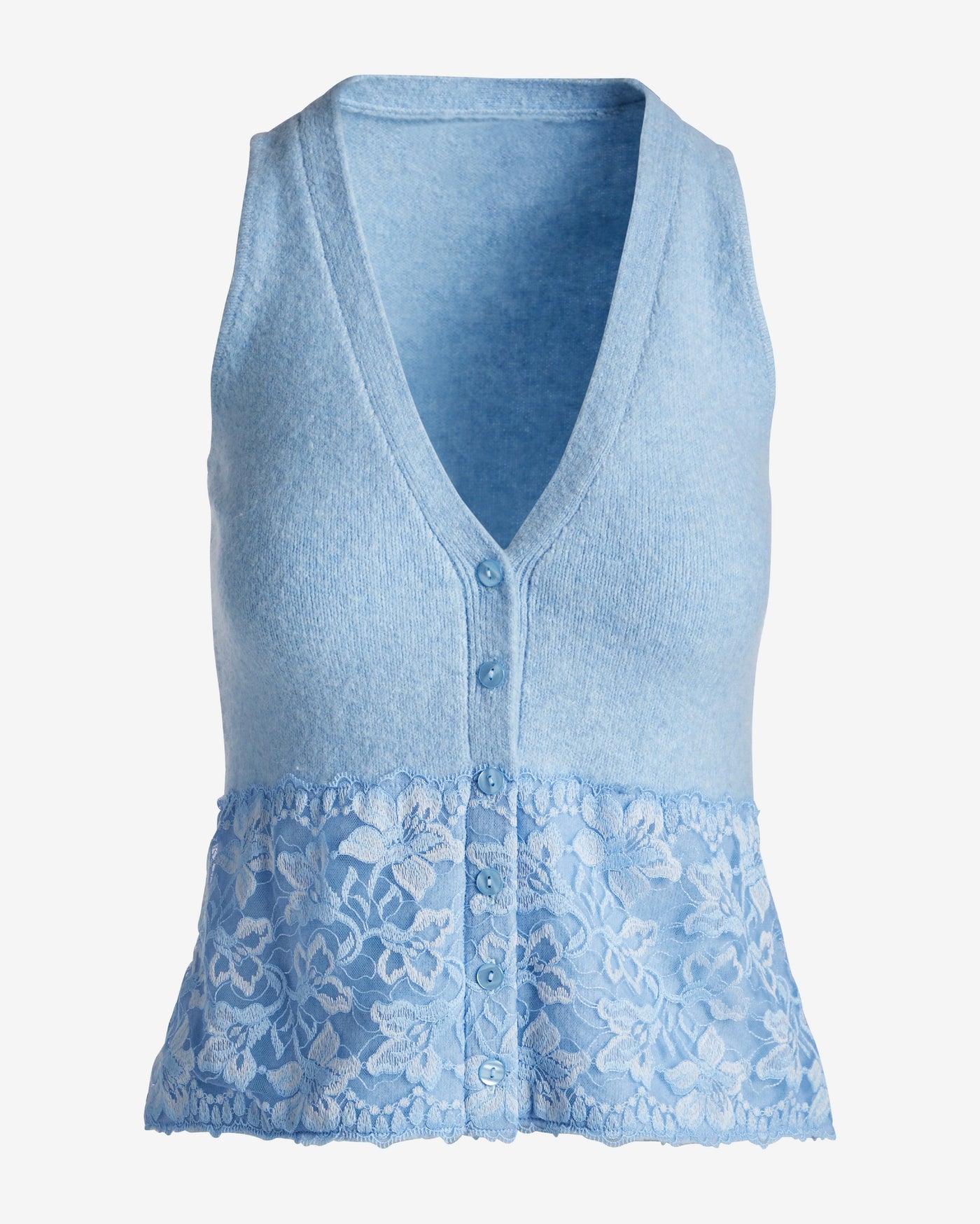 Two Tone Lace Sweater Tank Airy Blue