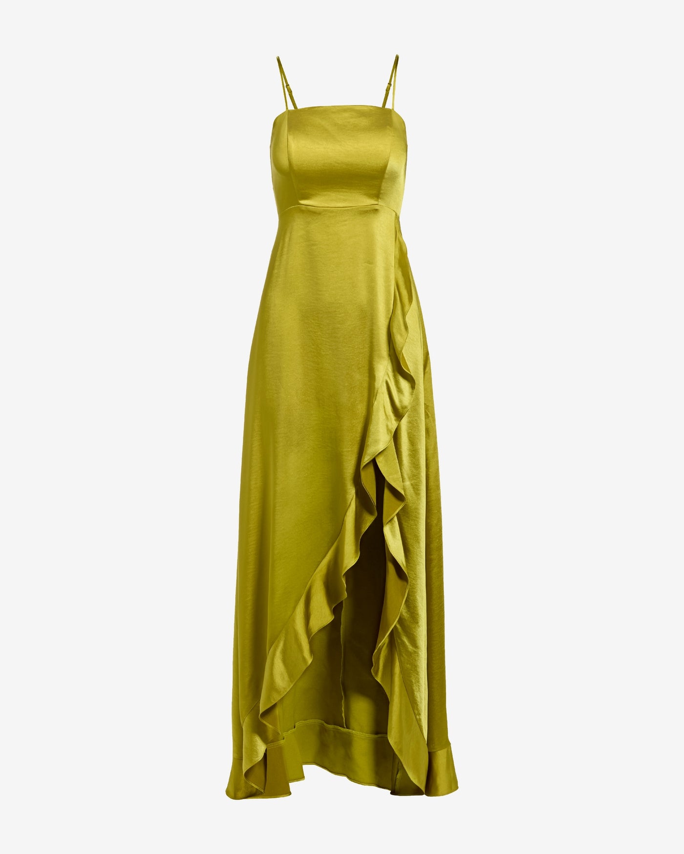 Luxe Satin Ruffle Gown Citronelle