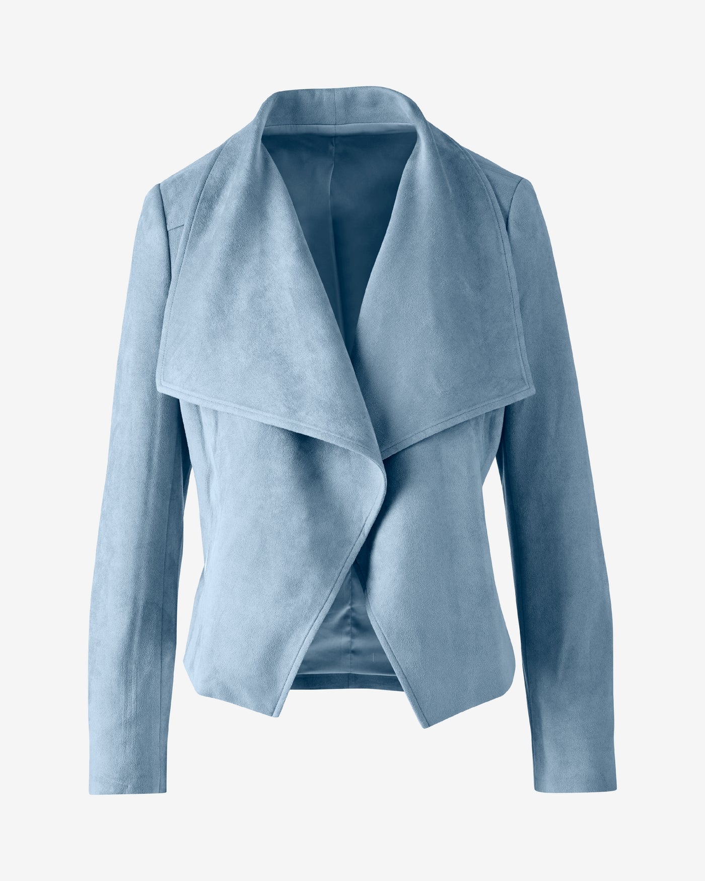 Knit Suede Drape Front Jacket Blue