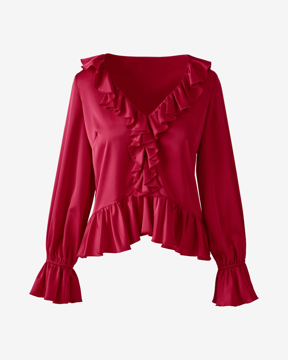 Paige Ruffle Charmeuse Blouse French Kiss