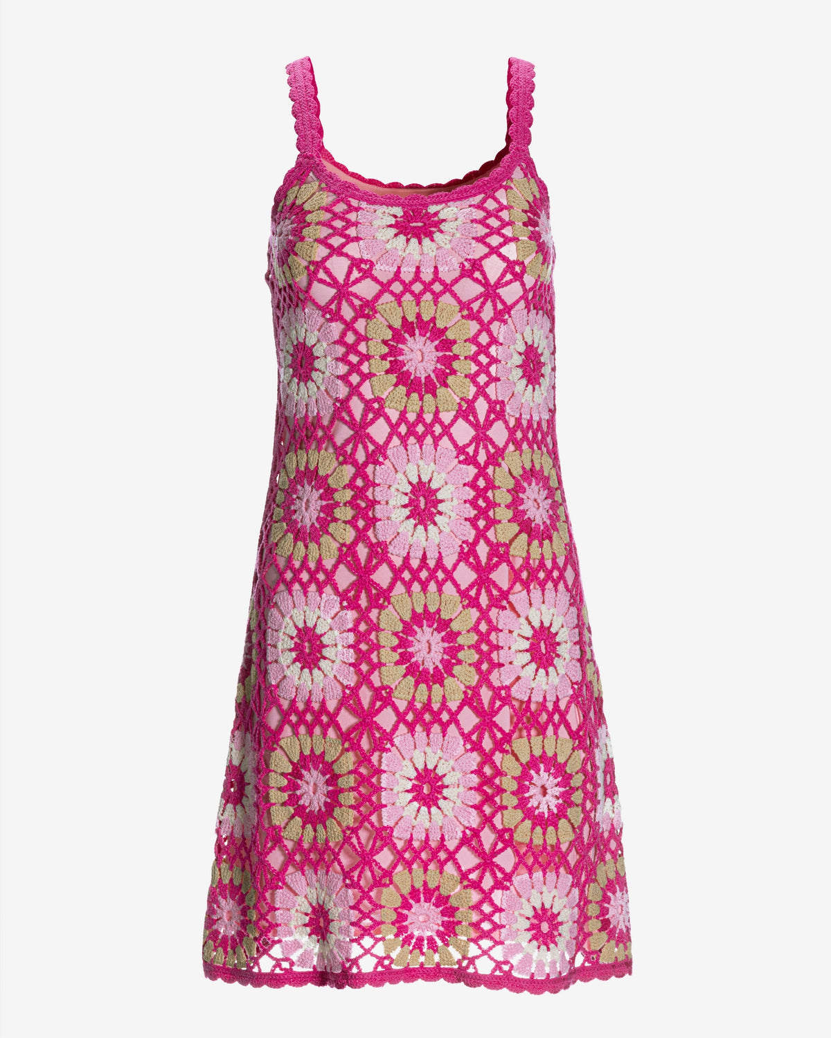 Multi Color Crochet Tank Dress Multi