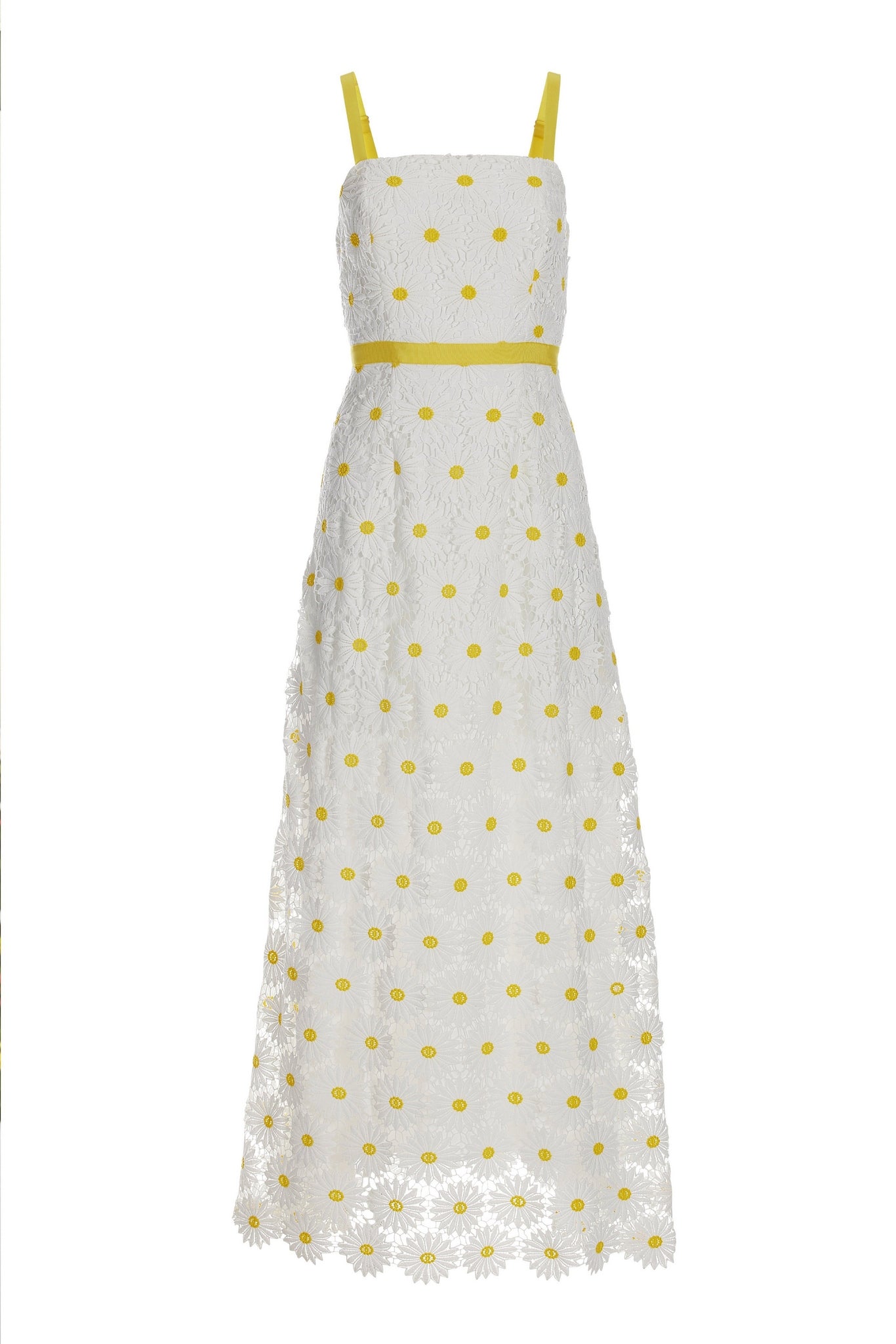 Daisy Lace Maxi Dress White/Yellow