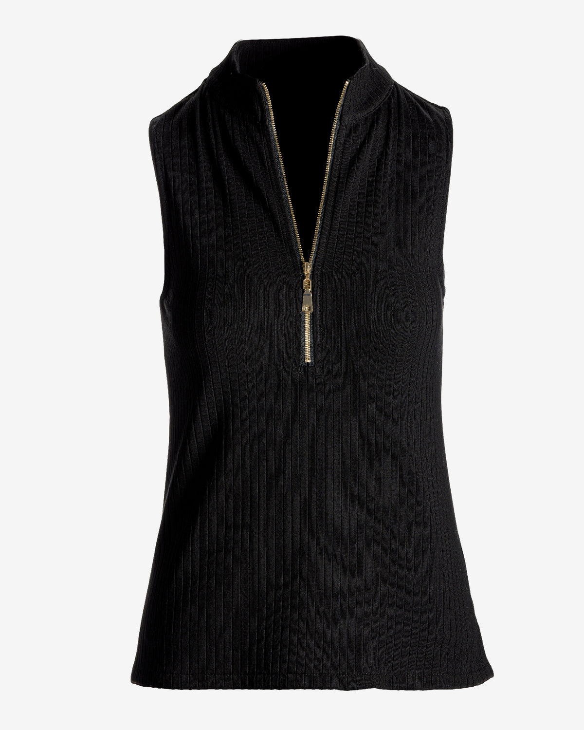 Ribbed Half Zip Up Tank Proper Black