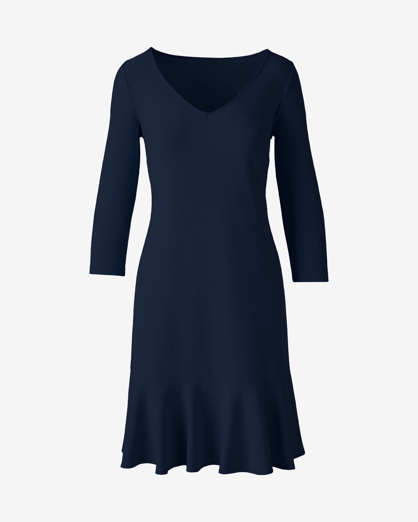 Beyond Travel Three Quarter Sleeve Flounce Dress Maritime Navy