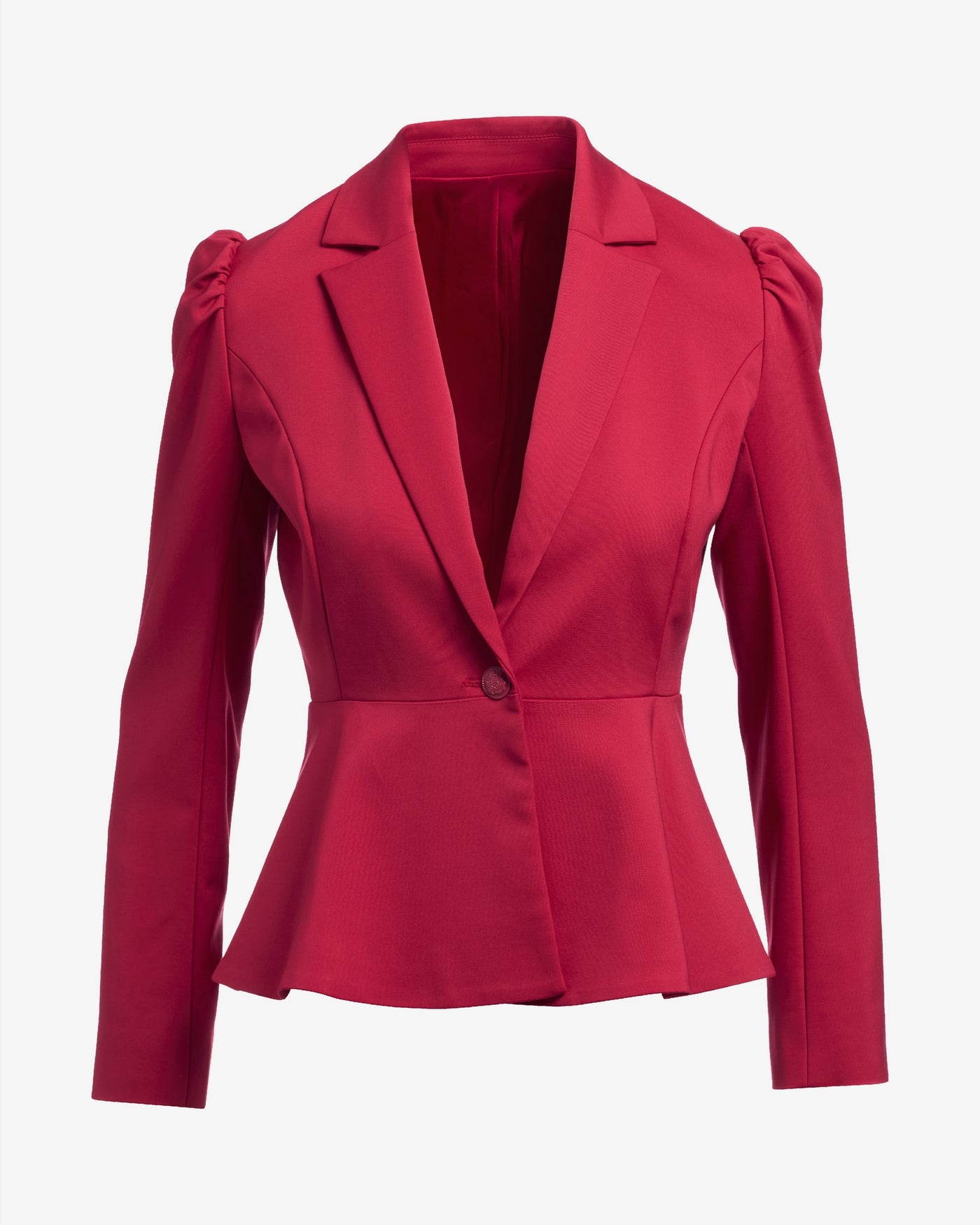 Modern Peplum Single Button Blazer Jester Red