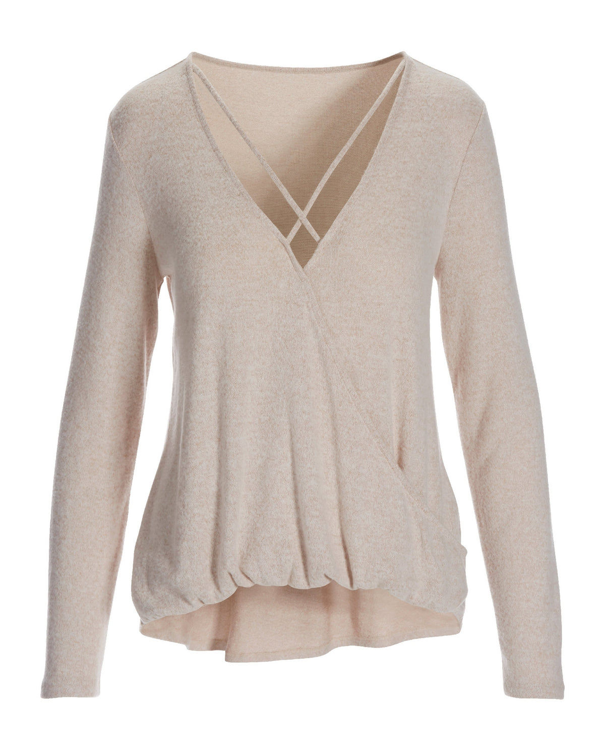 So Soft Surplice Strappy Top Heathered Oatmeal