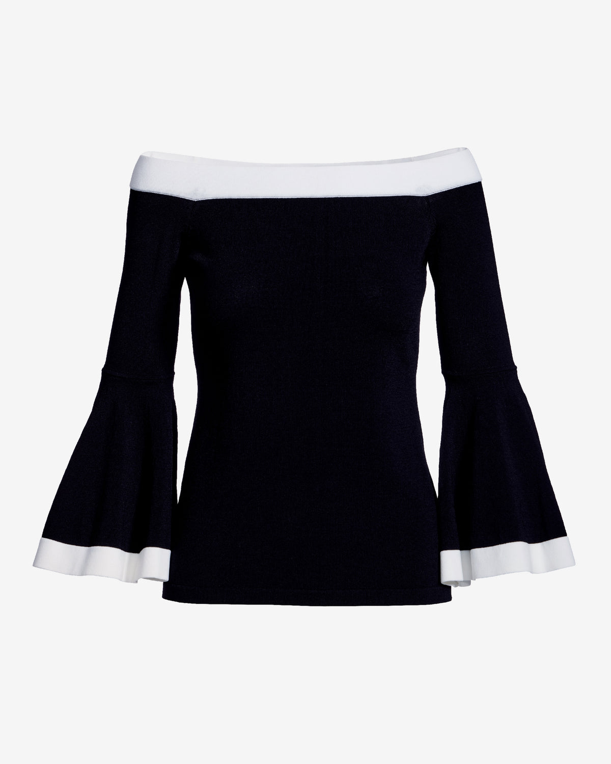 Color Block Flare Sleeve Sweater Black/White