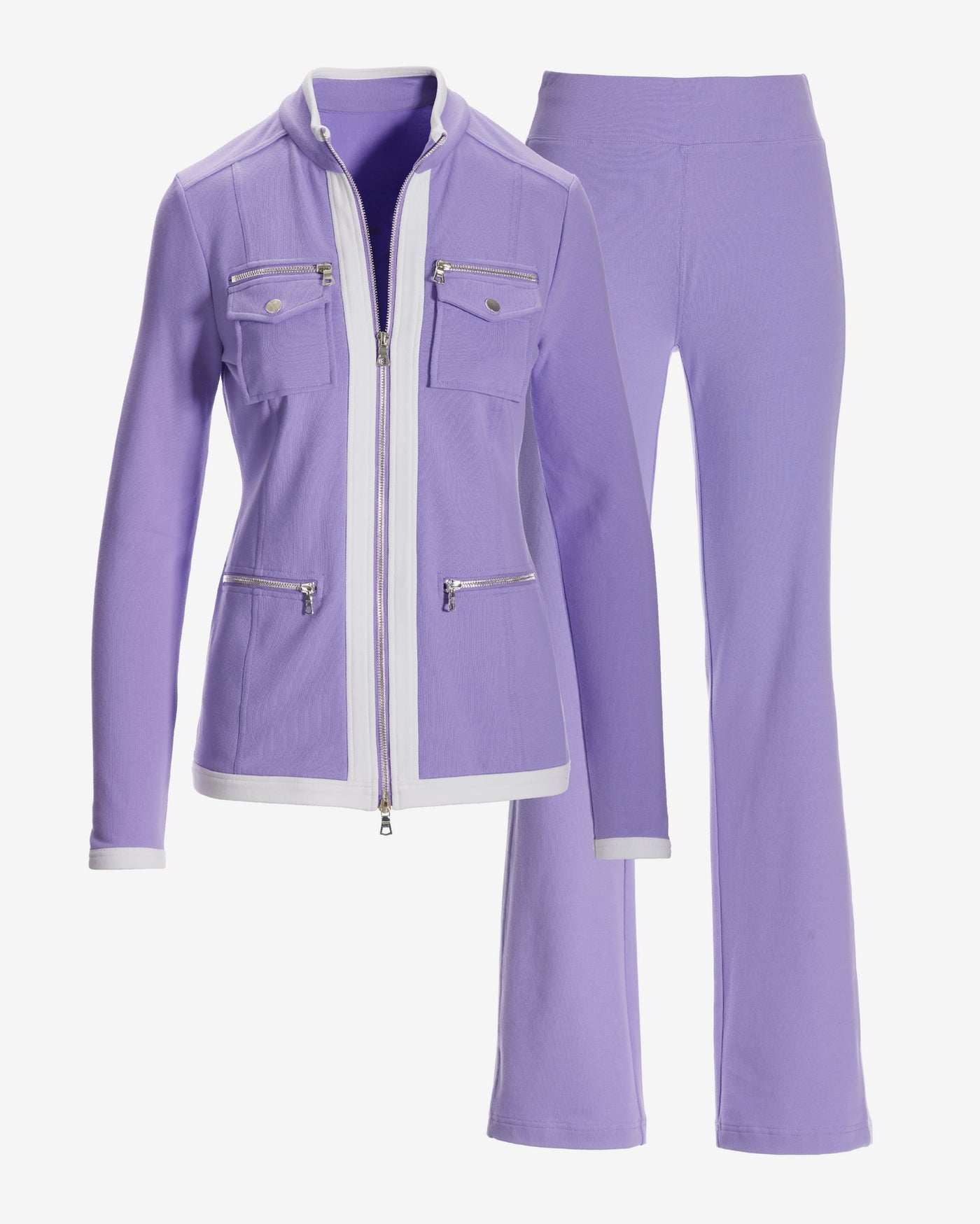 Chic Zippered Sport Coordinate Set Violet Tulip