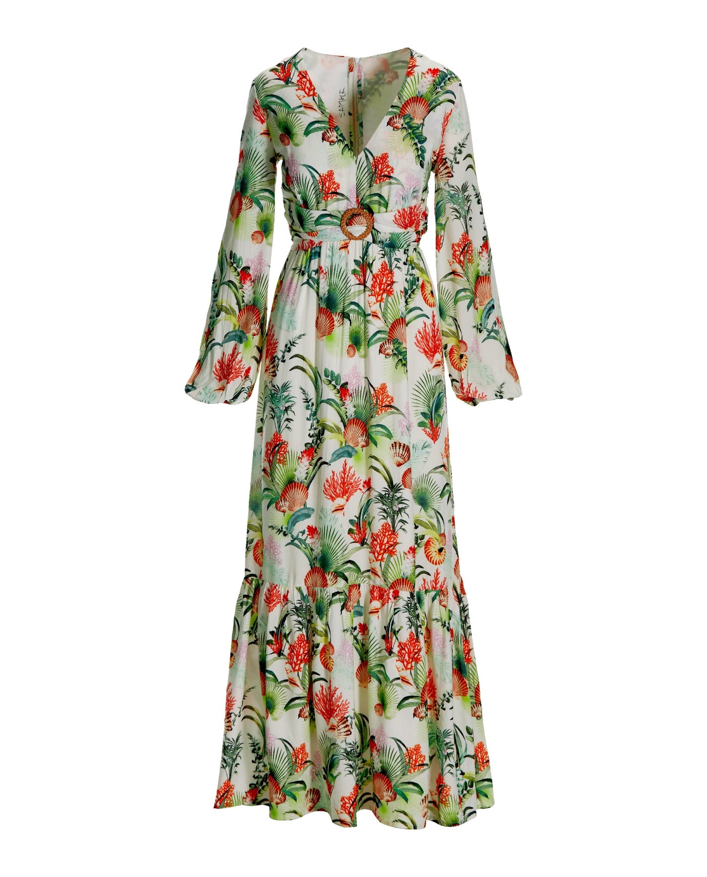 Sea Life Printed Maxi Dress Off White Multi
