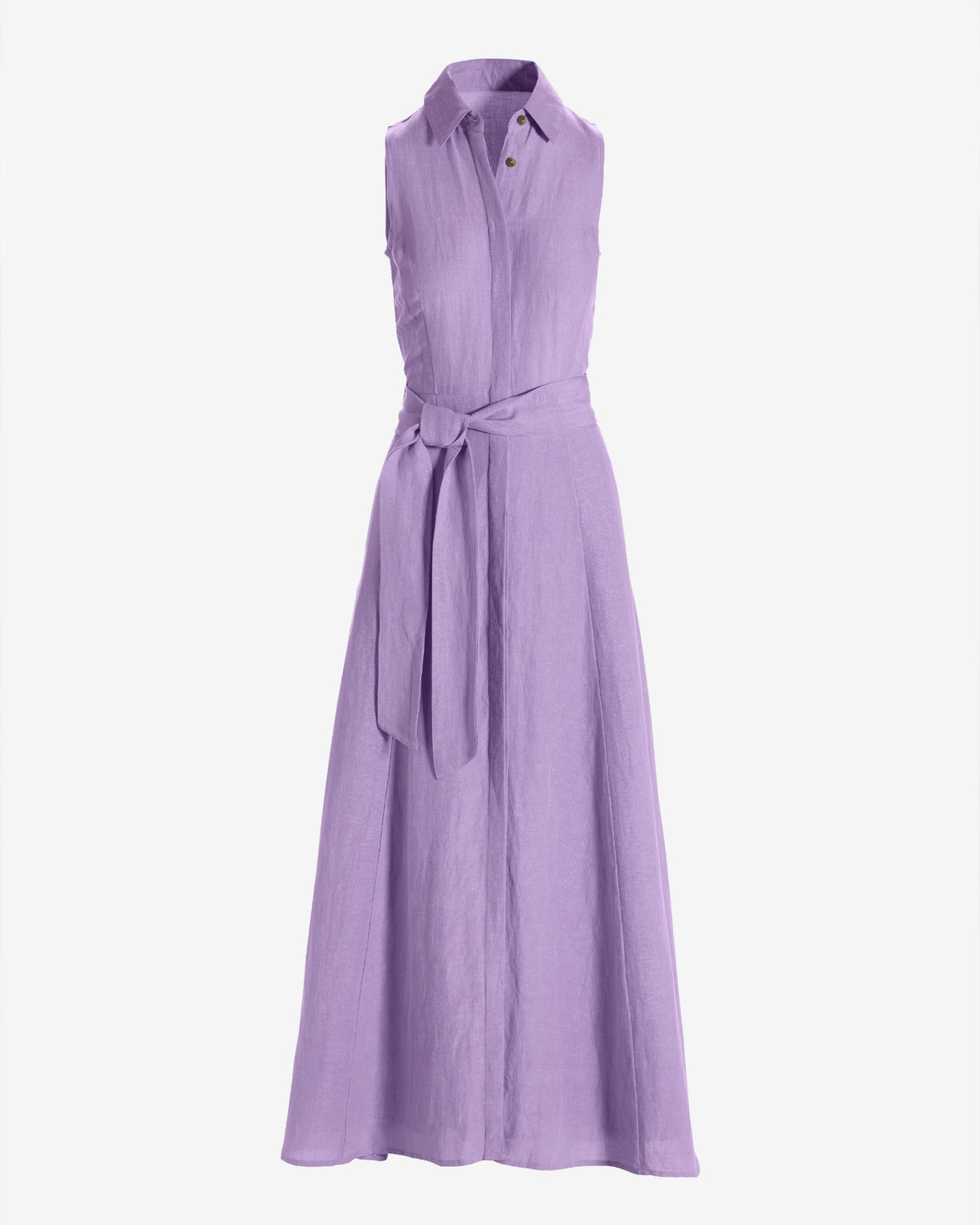 Sleeveless Linen Maxi Shirt Dress Lavender