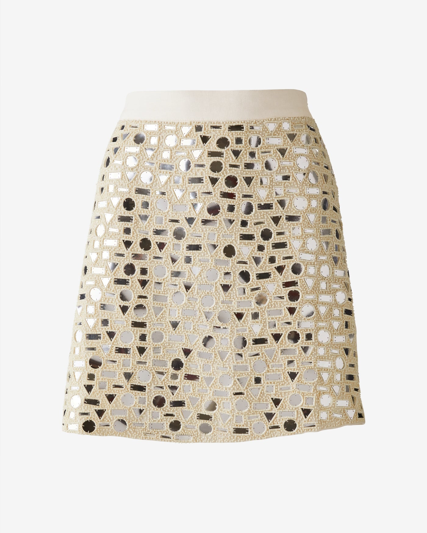 Mirror Embellished Skirt White Swan