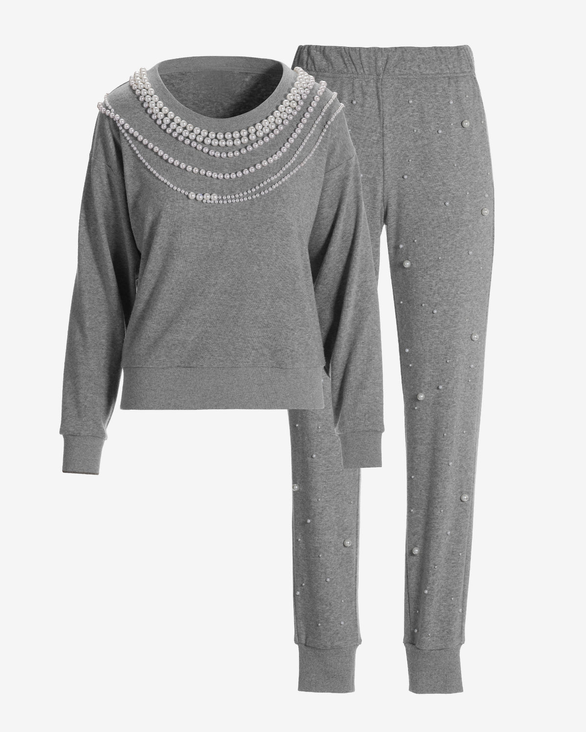Pearl Necklace Lounge Set Medium Heather Gray