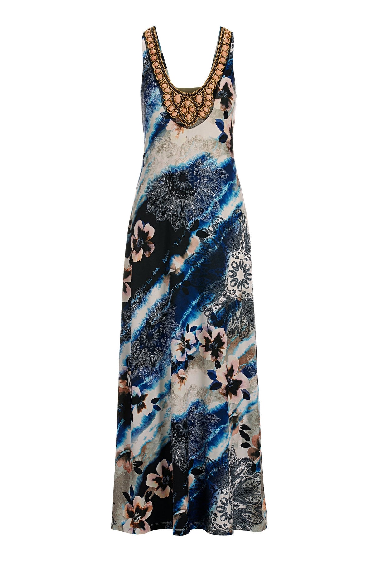 Embellished Mixed Paisley Floral Maxi Multi