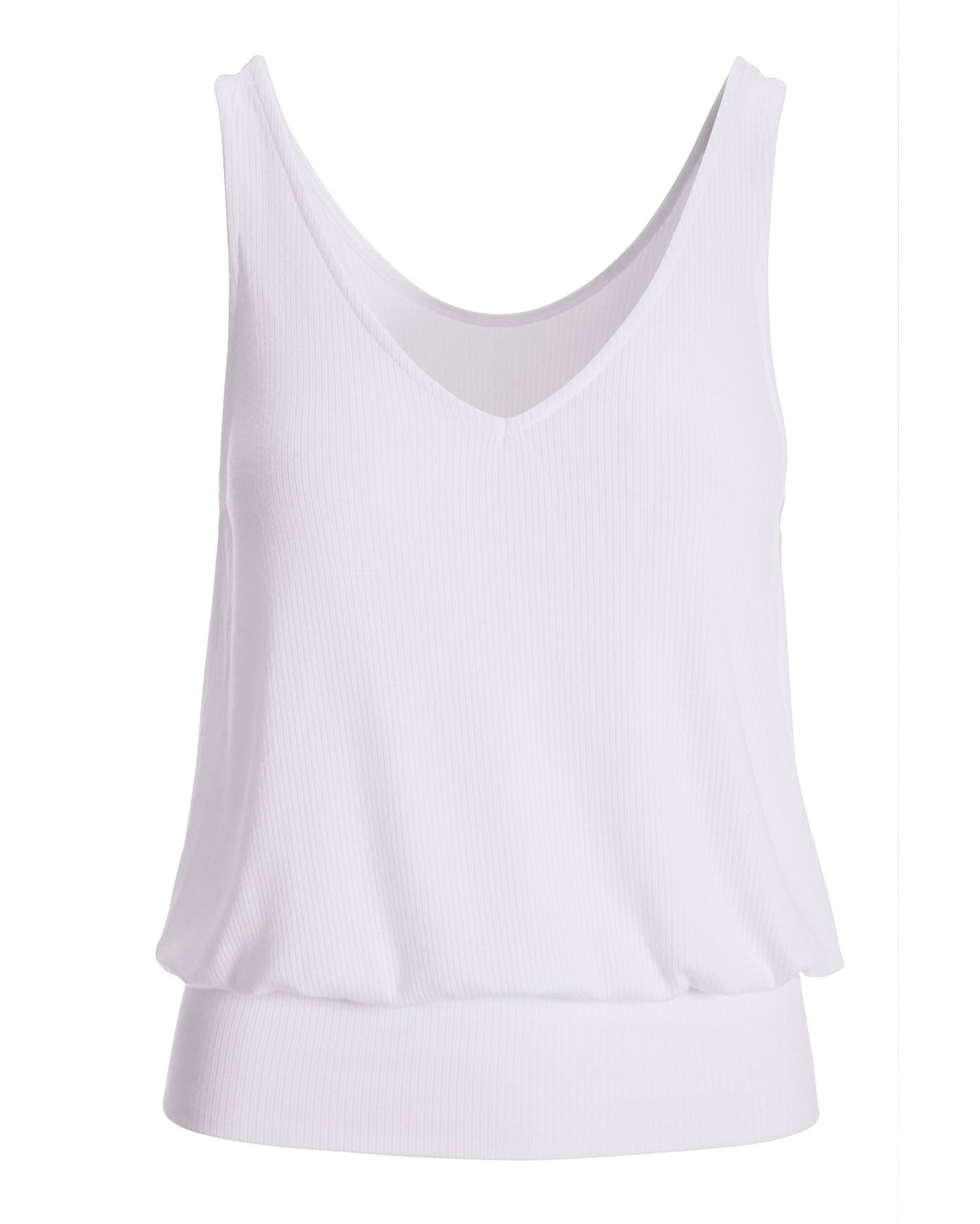 Ribbed Blouson Tank White