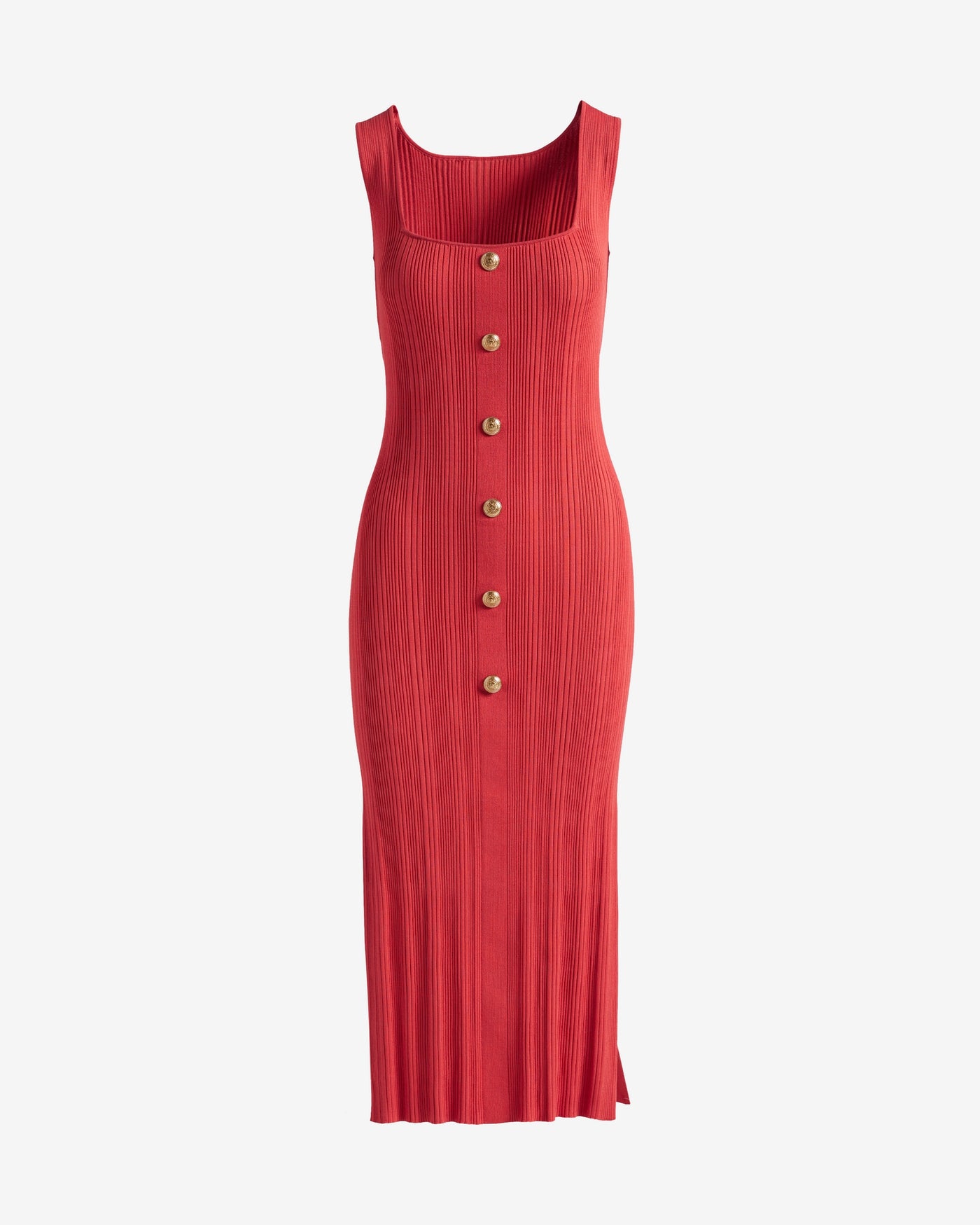 Crested Button Sweater Dress Chili