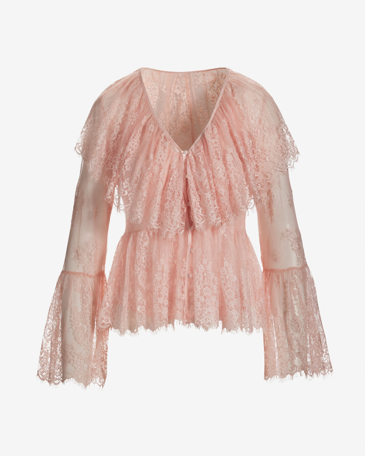 Bohemian Long-Sleeve Lace Blouse Pink