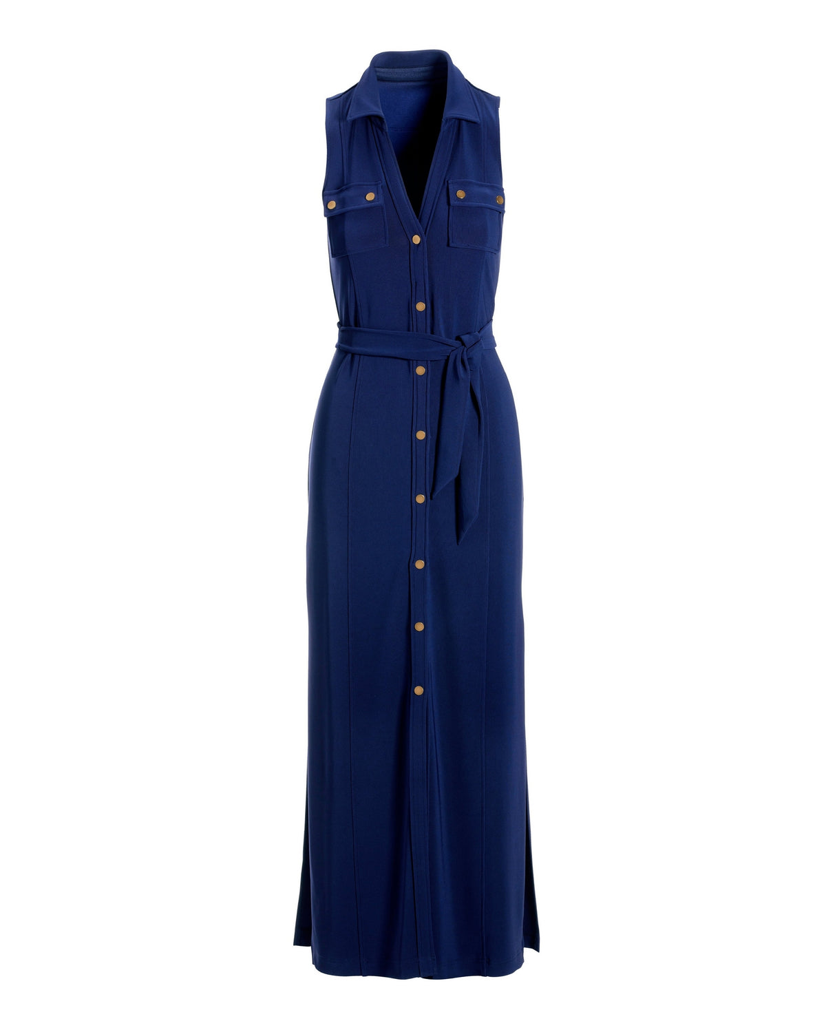Beyond Travel Button Front Collared Maxi Dress Maritime Navy