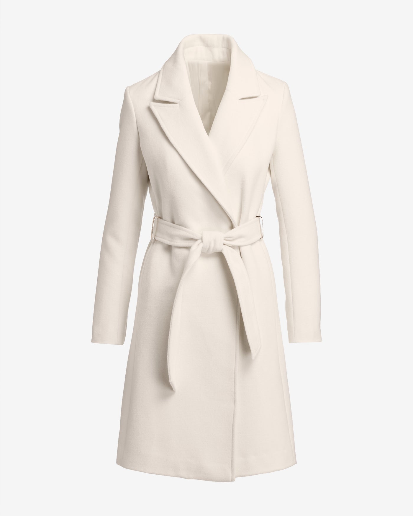 Luxe Tie Waist Hardware Detail Coat Ivory