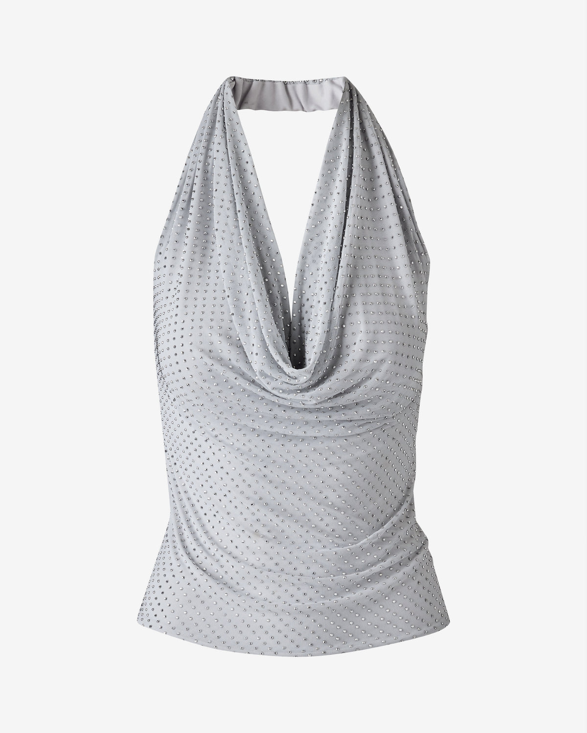 Heat Set Halter Cowl Neck Top Harbor Mist