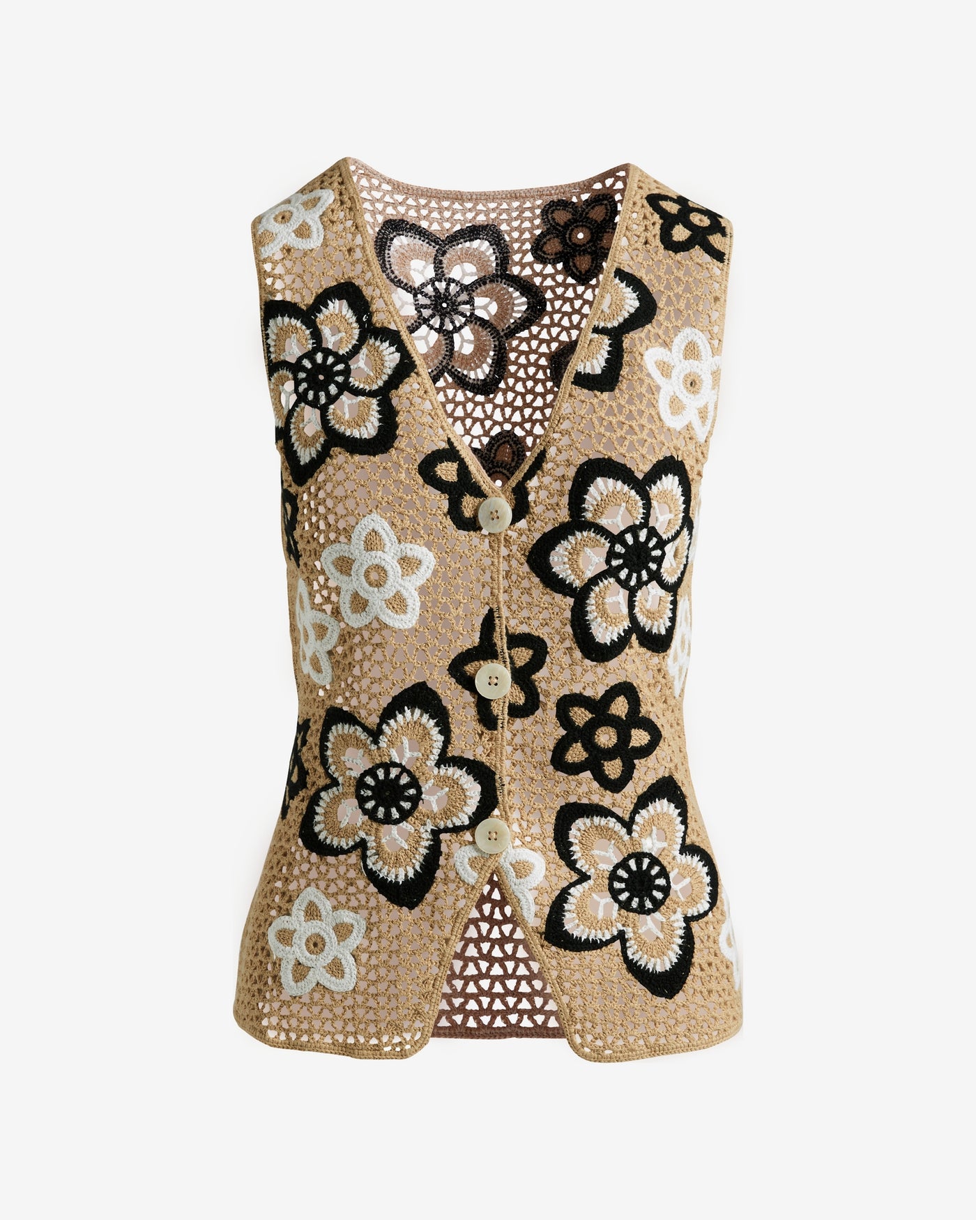 Crochet Sweater Vest Black/Natural
