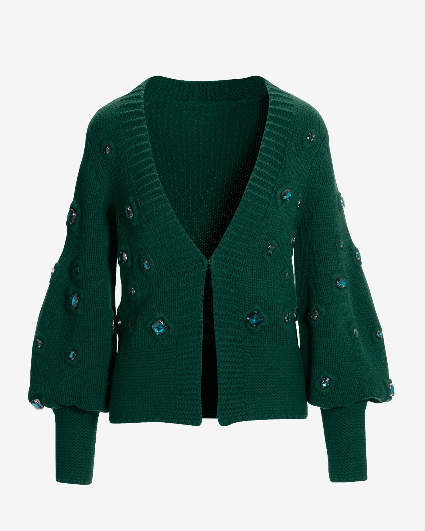 Gem Embellished Cardigan Deep Emerald