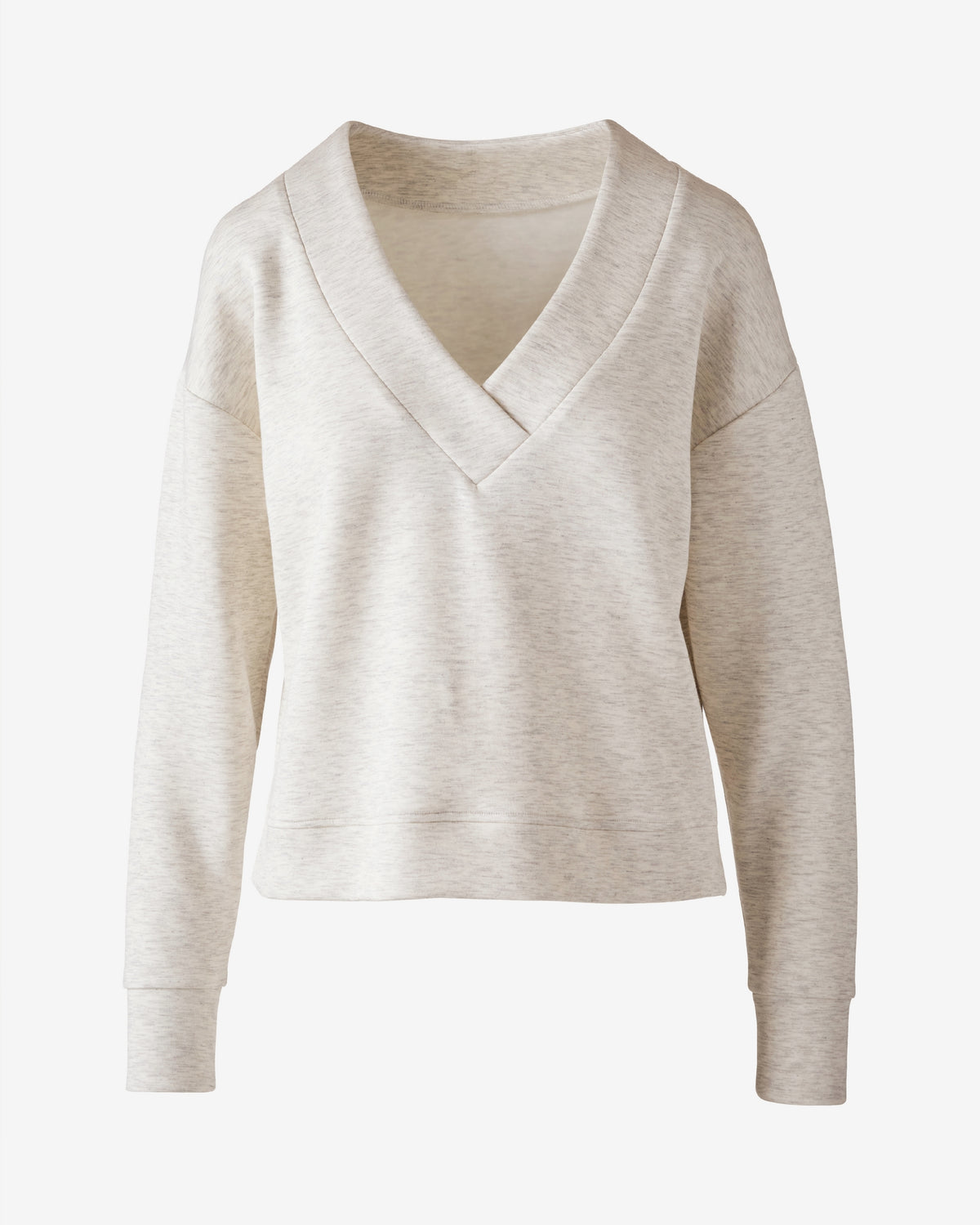 Luxe Lounge Drop Shoulder V Neck Top Light Heather Gray