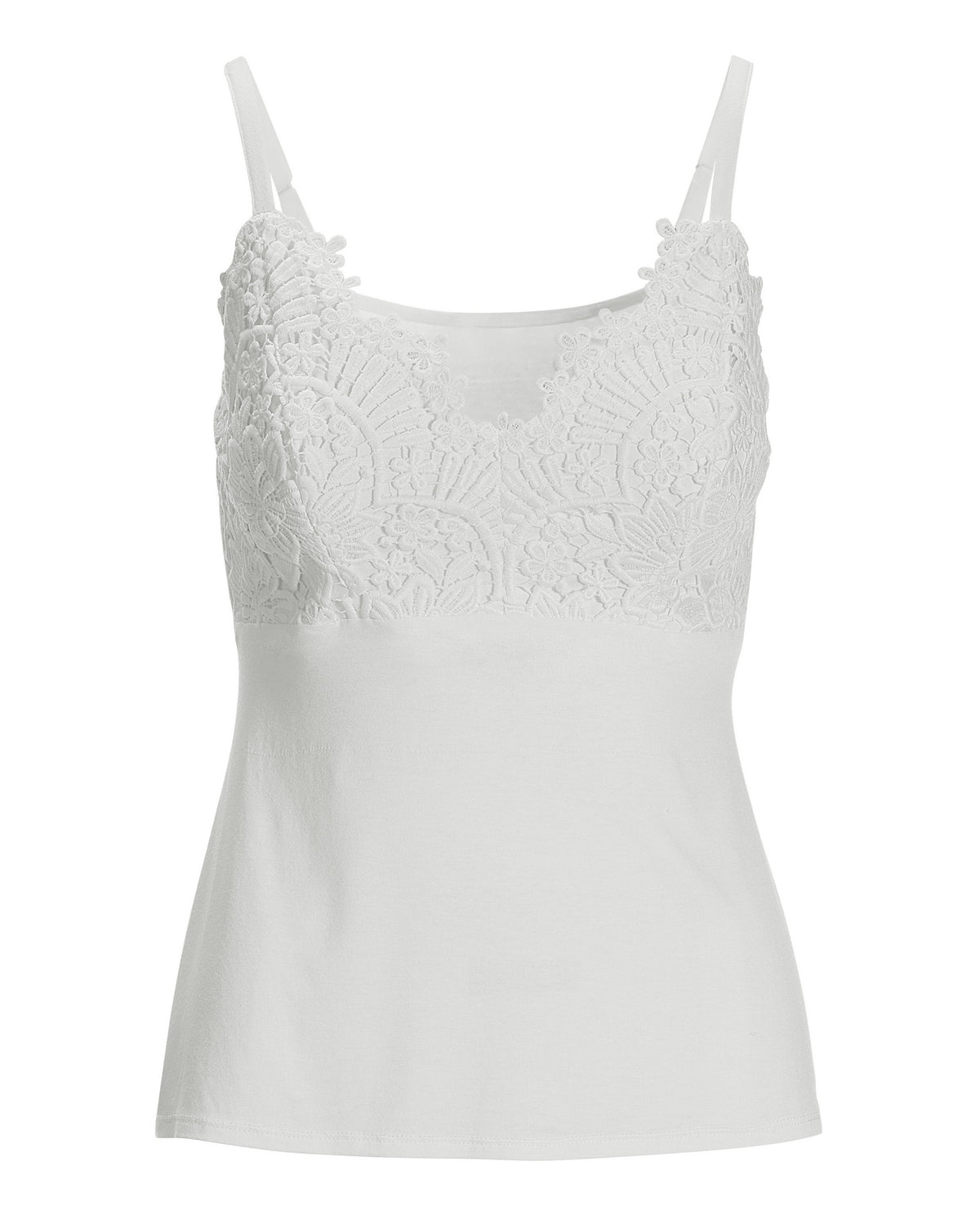 Lace Trim Cami Knit Top White